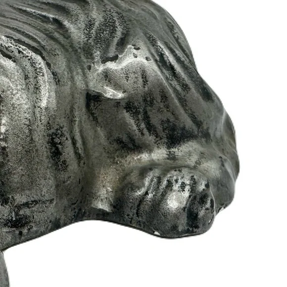 Vintage Scottish Terrier Scottie Dog Chalkware Painted Silver Statue Figurine - Picture 12 of 13